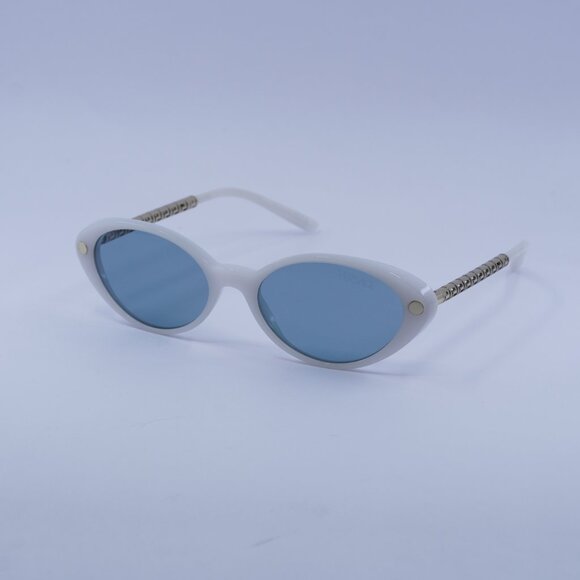 Versace VE4469 547172  Sunglasses White/Gold Oval Frame, Blue Lenses - Picture 5 of 11